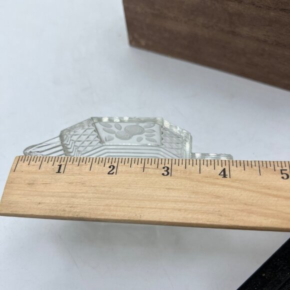 Art Deco Vintage Glass Etched Sugar Bowl Roses Floral Flowers - Picture 14 of 16